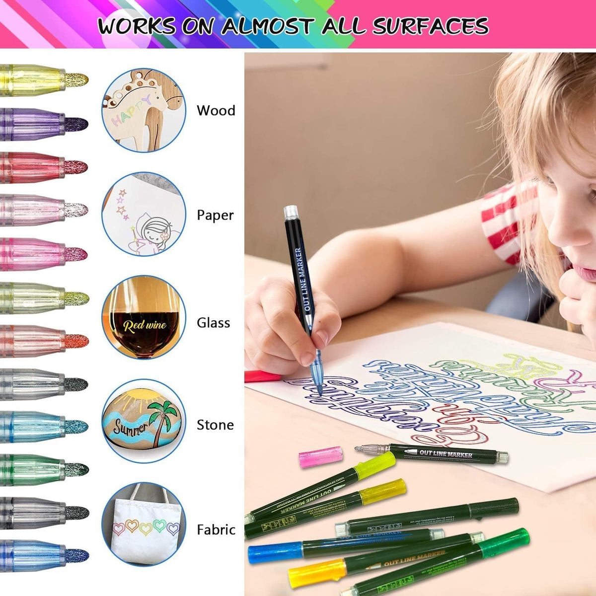 Metallic Outline Marker Pens