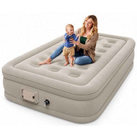 Inflatable Bed Big Size Single Air Mattress 198 × 100 × 90 cm – Raised Blow Up Bed with Built-in Electric Pump, Inflatable Headboard & Carry Bag for Guests, Camping & Travel
