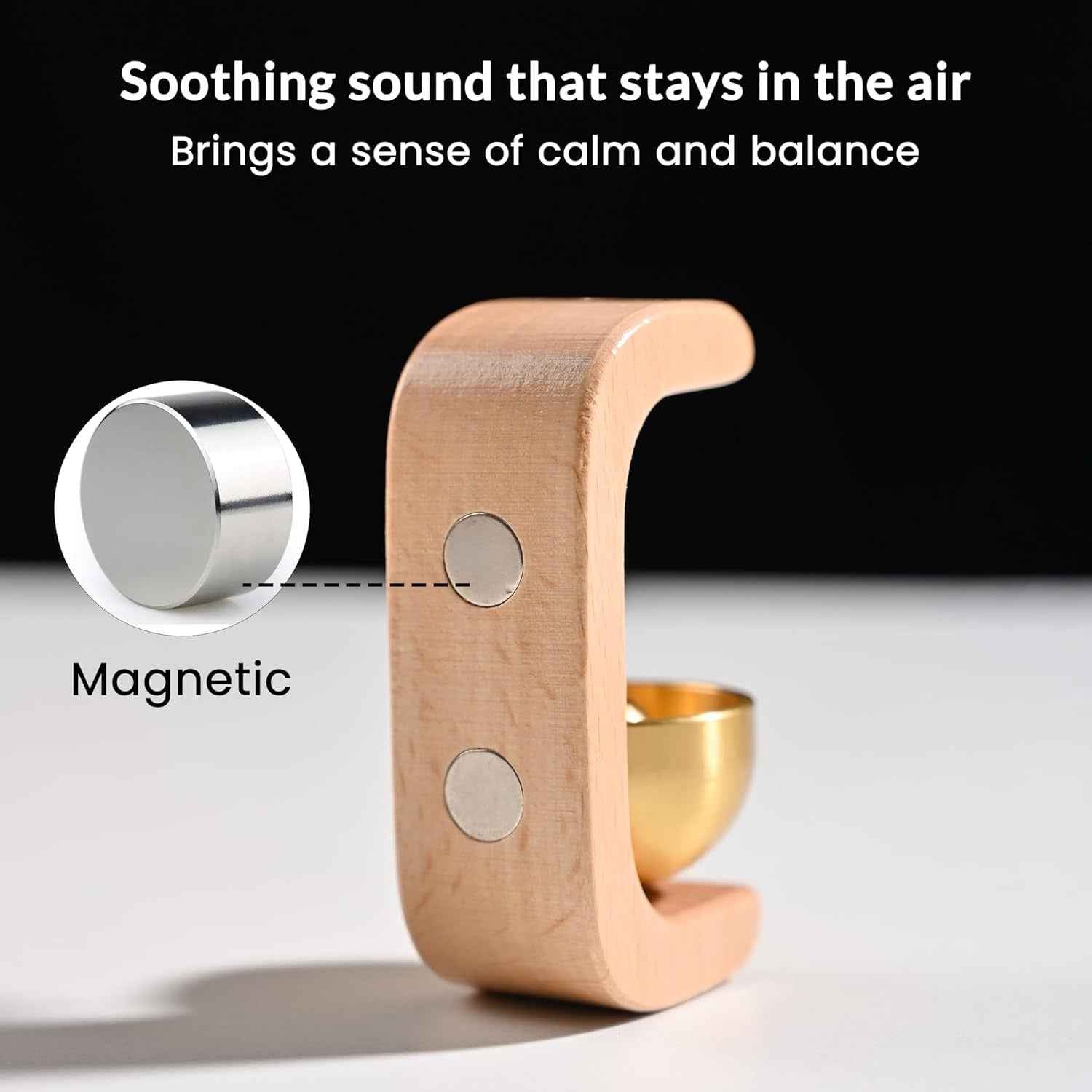 Wooden Brass Bell – Magnetic Door Bell & Beech Wood Wind Chime for Home Entrance, Fridge & Glass Doors (Housewarming Gift)
