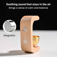 Wooden Brass Bell – Magnetic Door Bell & Beech Wood Wind Chime for Home Entrance, Fridge & Glass Doors (Housewarming Gift)