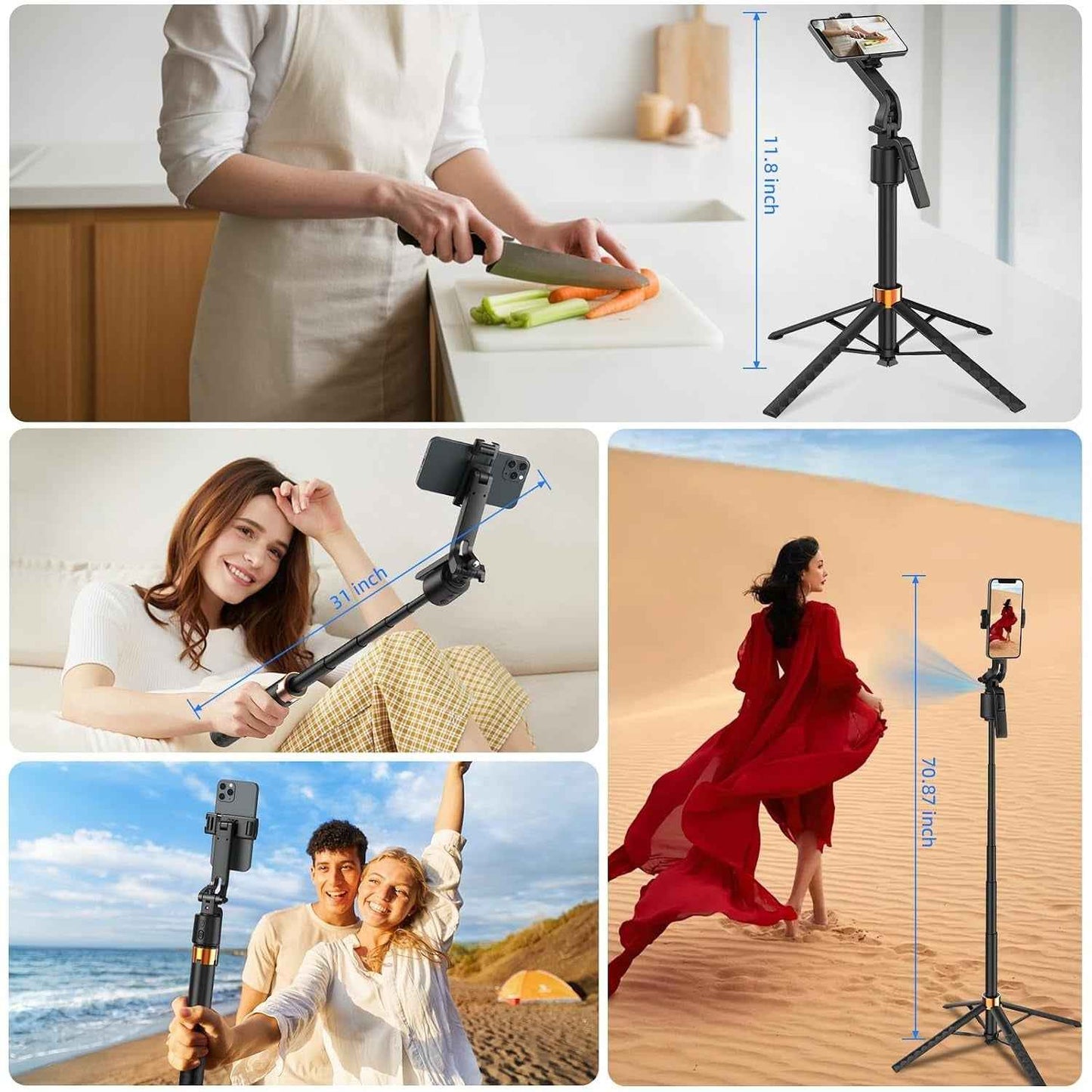 Q13 Auto Face-Tracking Phone Tripod – 360° Rotating Selfie Stick Tripod with Gesture Control, No App Needed, for iPhone & Android