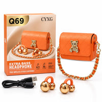 Q69 True Wireless Stereo Earphones with Mini Bag, With charging Cable