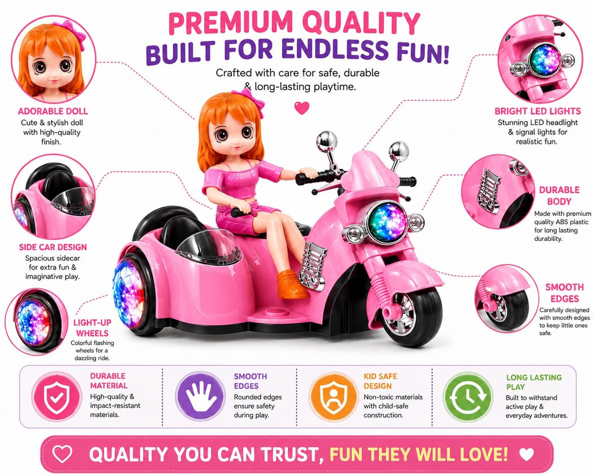 Dynamic Girls Toy For Kids – Dancing Girl Scooter with Lights, Music & 360° Bump-and-Go Action