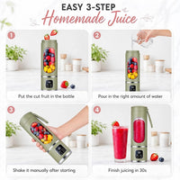 Portable Electric Juicer Blender HS-860 450ml – USB Rechargeable Smoothie Maker with 3 Speed Modes, 304 Stainless Steel Blades & 1500mAh Battery for Gym, Office & Travel
