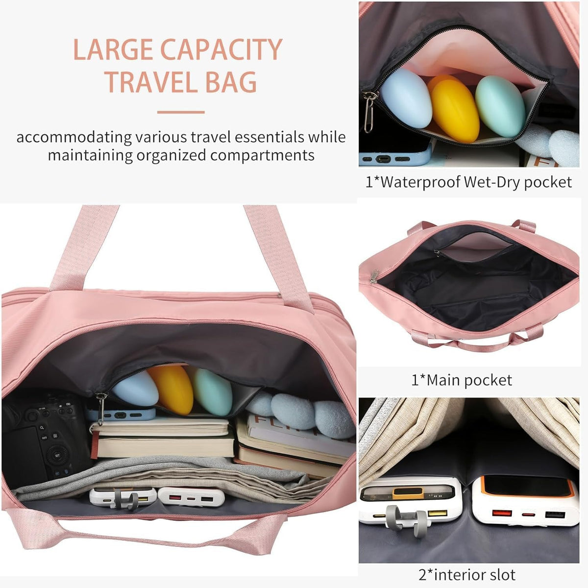 Foldable Travel Bag with Wheels – Expandable Duffle Bag with Smooth-Rolling Wheels, Zipper Closure & Adjustable Shoulder Strap, Water-Resistant Travel Duffel