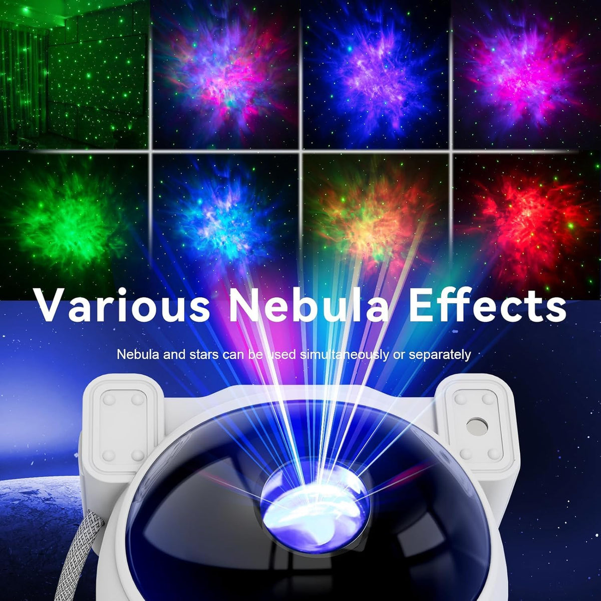 Astronaut Galaxy Light Projector 360° Rotating Star Night Light with Timer & Remote – Ceiling & Wall Décor for Bedroom, Kids Room & Parties (White)