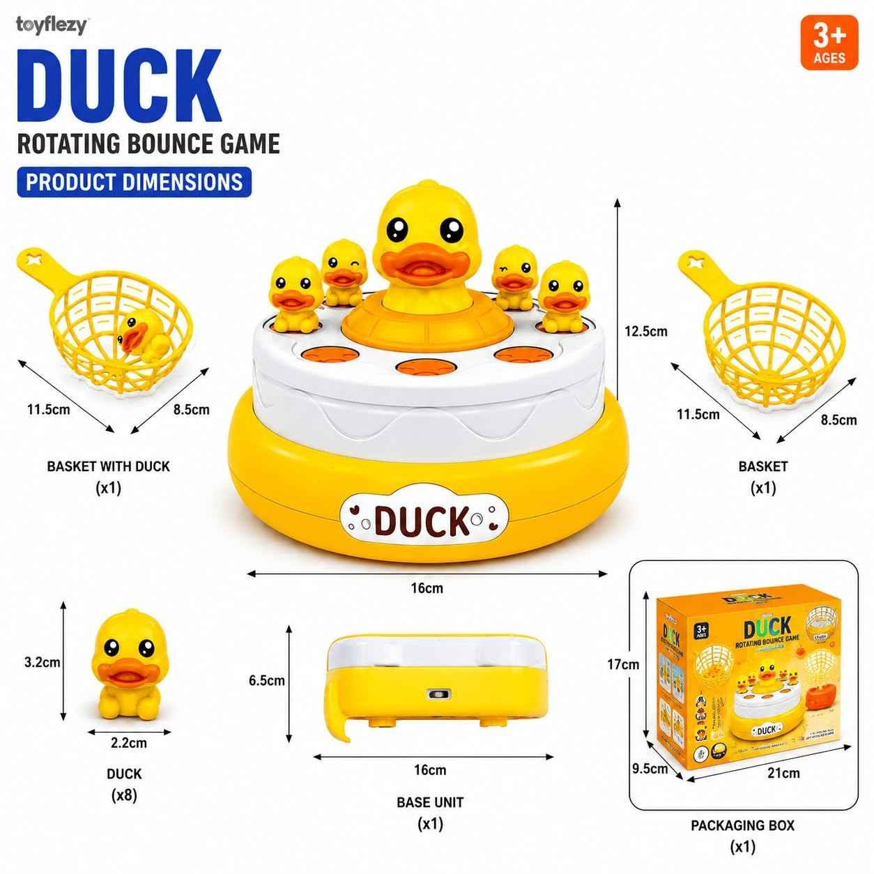 Duck Rotating Game for Kids – Interactive Duck Catching Game with 2 Nets, Rotating Pond & Mini Duck Figures for Family Fun & Hand-Eye Coordination