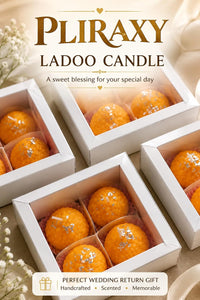 Motichur Ladoo Decorative Candle Set Pack of 4 – Traditional Indian Sweet-Shaped Festive Candles for Diwali, Pooja & Home Decor