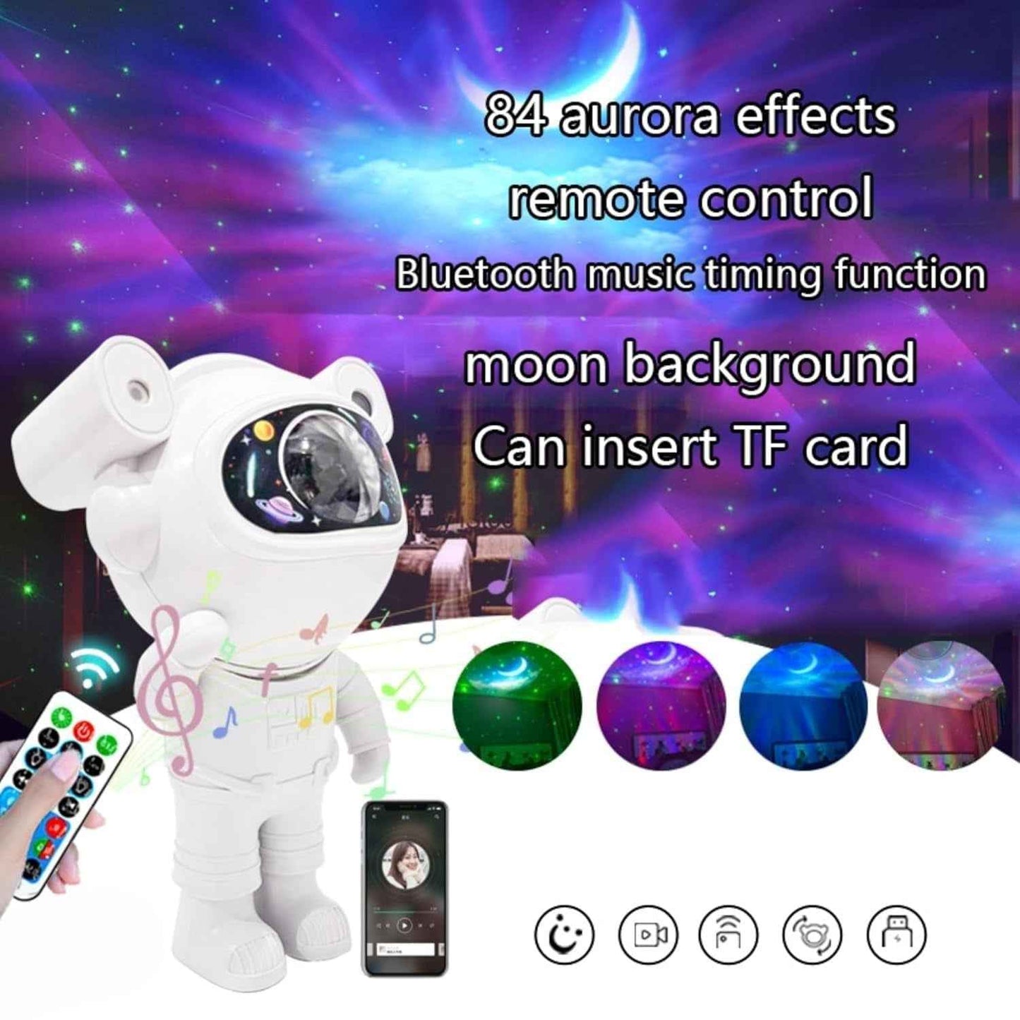 Astronaut Space Projector Lamp with Bluetooth Speaker