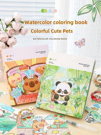 Drawing Book for Kids — Water-Activated Painting Set with Brush & 12 Watercolour Blocks for Ages 3+
