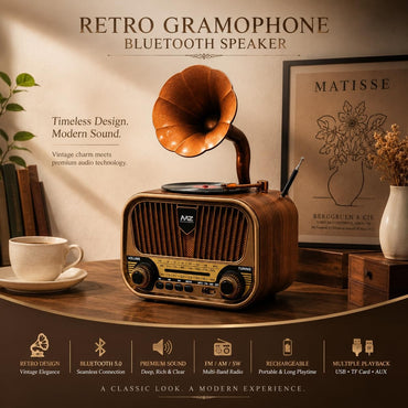 Vintage Style FM Radio Bluetooth Speaker
