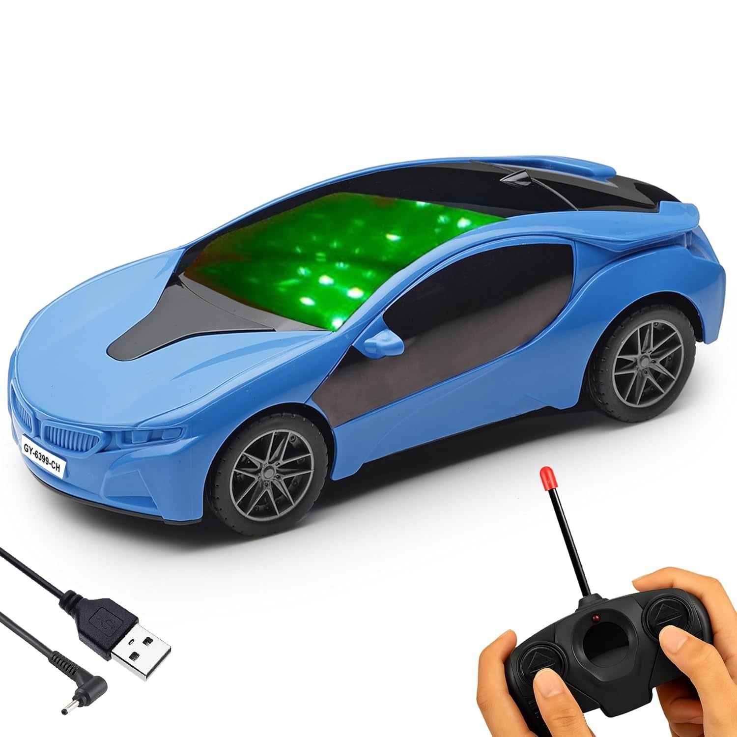 Remote Control 3D Sports Car – Rechargeable RC Racing Car with Flashing Lights for Kids 3–12