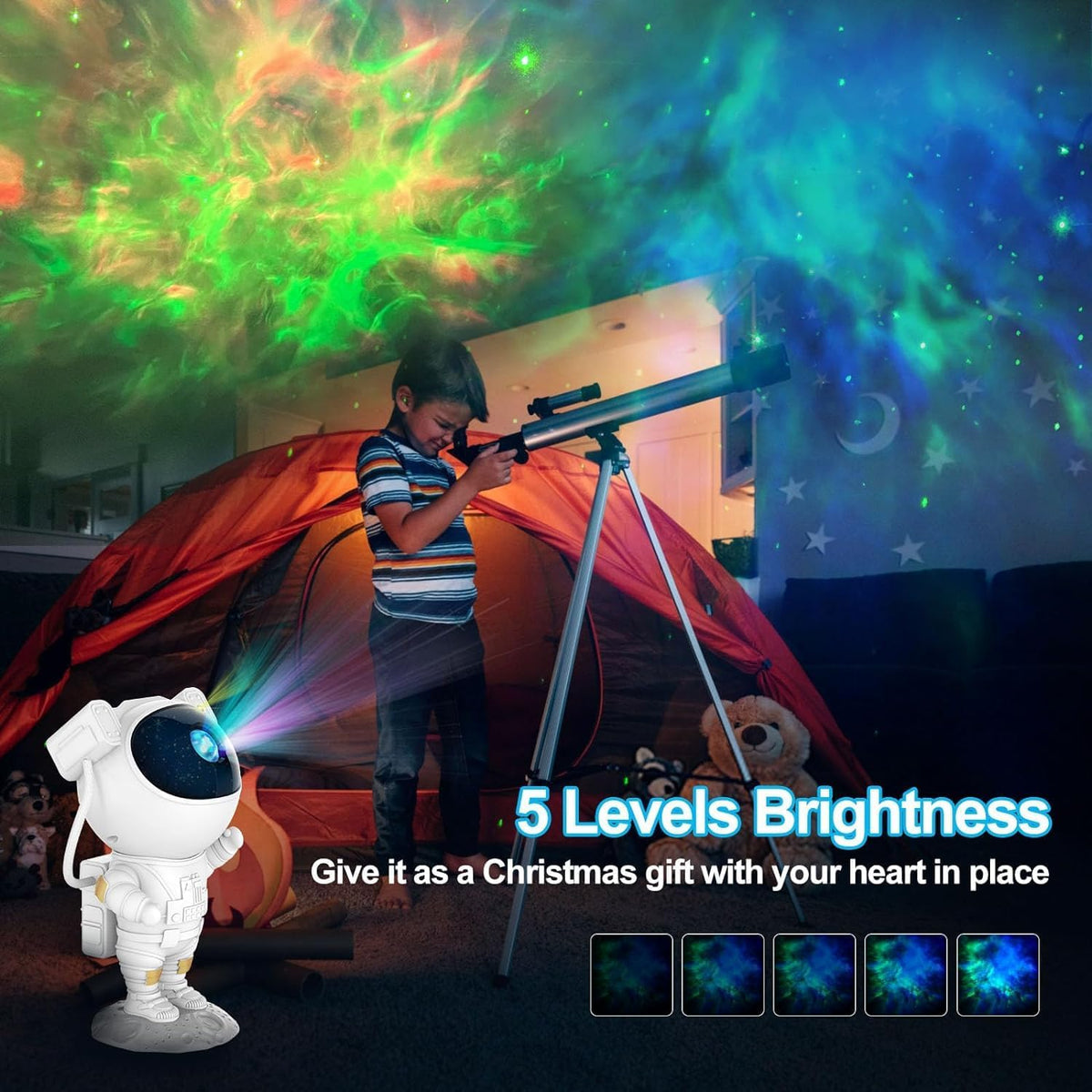Astronaut Galaxy Light Projector 360° Rotating Star Night Light with Timer & Remote – Ceiling & Wall Décor for Bedroom, Kids Room & Parties (White)