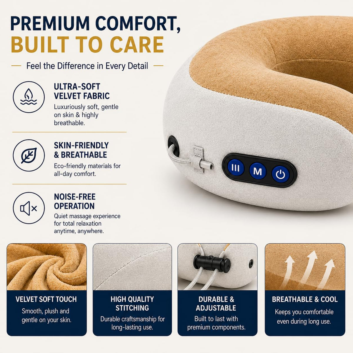 Neck Massage Pillow Cordless & Rechargeable – Shiatsu Neck & Shoulder Massager with Heat, 4 Deep-Kneading Nodes & 15-Min Auto Shut-Off for Home, Office, Car & Travel