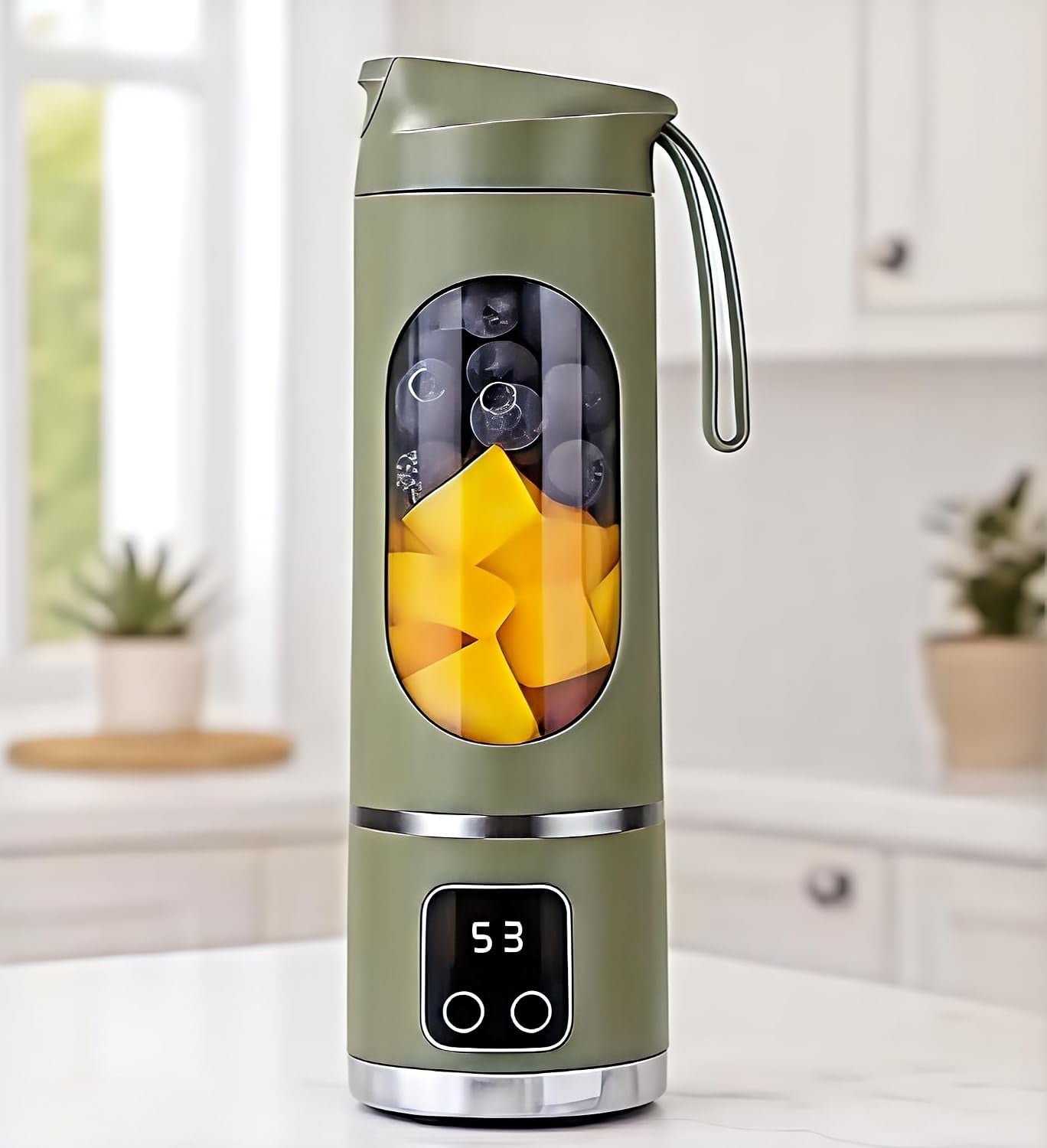 Portable Electric Juicer Blender HS-860 450ml – USB Rechargeable Smoothie Maker with 3 Speed Modes, 304 Stainless Steel Blades & 1500mAh Battery for Gym, Office & Travel
