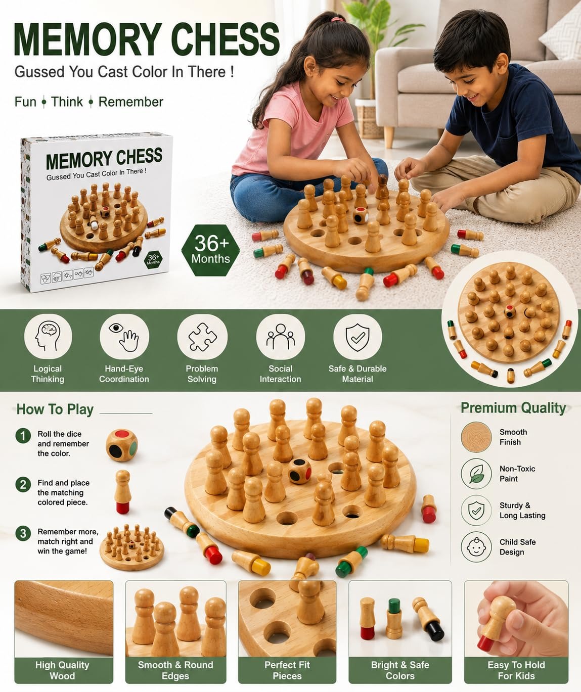 Wooden Memory Board Game