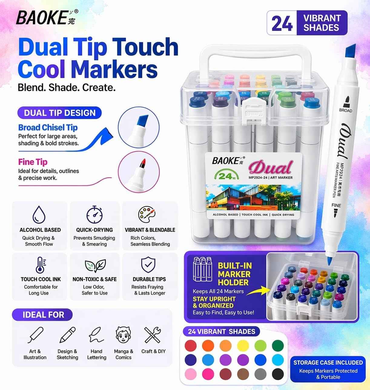Twin-Tip Markers Set of 24 Colours