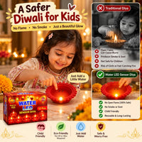 Water Sensor LED Diya 12 pcs – Reusable Flameless Red Diyas for Diwali Decor