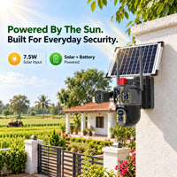 Ai Solar Camera 3in1 – 5MP Triple Lens 4G SIM Outdoor Security Camera with 360° Pan, Colour Night Vision & AI Human Detection (Black)