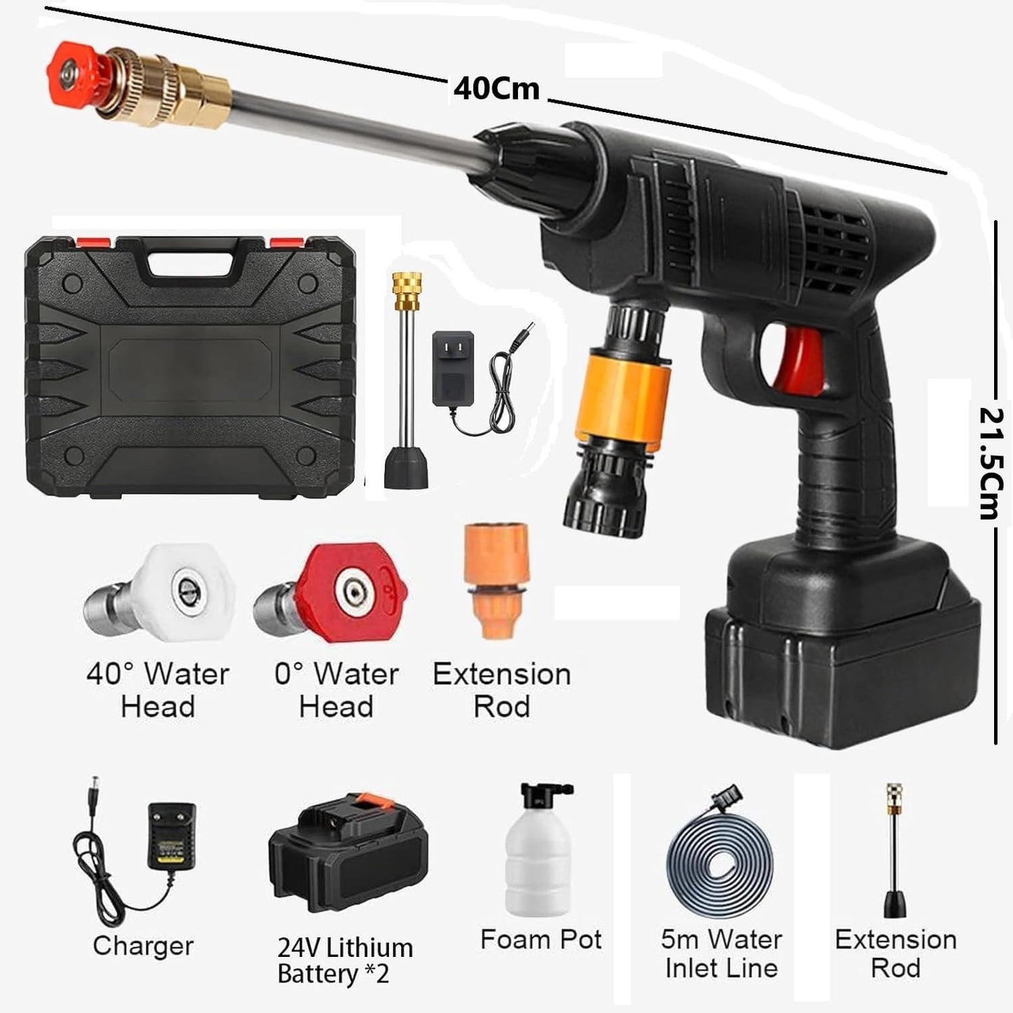 Cordless High-Pressure Washer 48V – Dual Battery Rechargeable Car Washer Gun with Adjustable Nozzle for Car, Bike, Patio & Home Cleaning