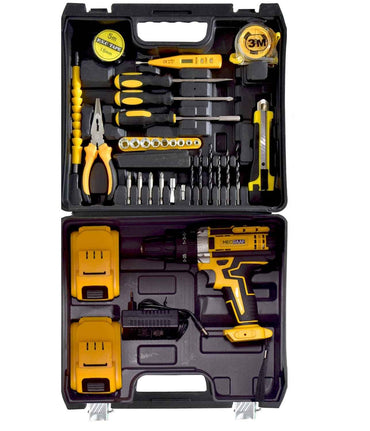 Cordless Drill Box 21V Cordless Drill & Screwdriver Set – 3-in-1 Hammer Drill with 38N.m Torque, 2 Batteries, LED Light & 25+3 Clutch for DIY & Professional Use