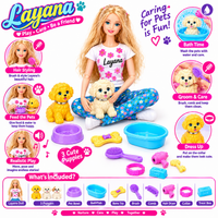 Doll House Playset With Dogs For Kids – 12-Inch Fashion Doll & Pet Grooming Salon Set