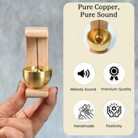 Wooden Brass Bell – Magnetic Door Bell & Beech Wood Wind Chime for Home Entrance, Fridge & Glass Doors (Housewarming Gift)