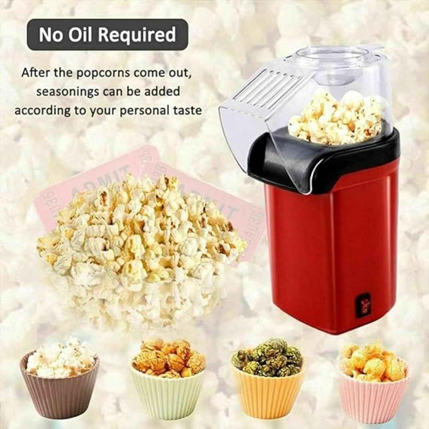 Minijoy Hot Air Popcorn Maker – No Oil Needed, 3.5oz Capacity Home Popcorn Popper