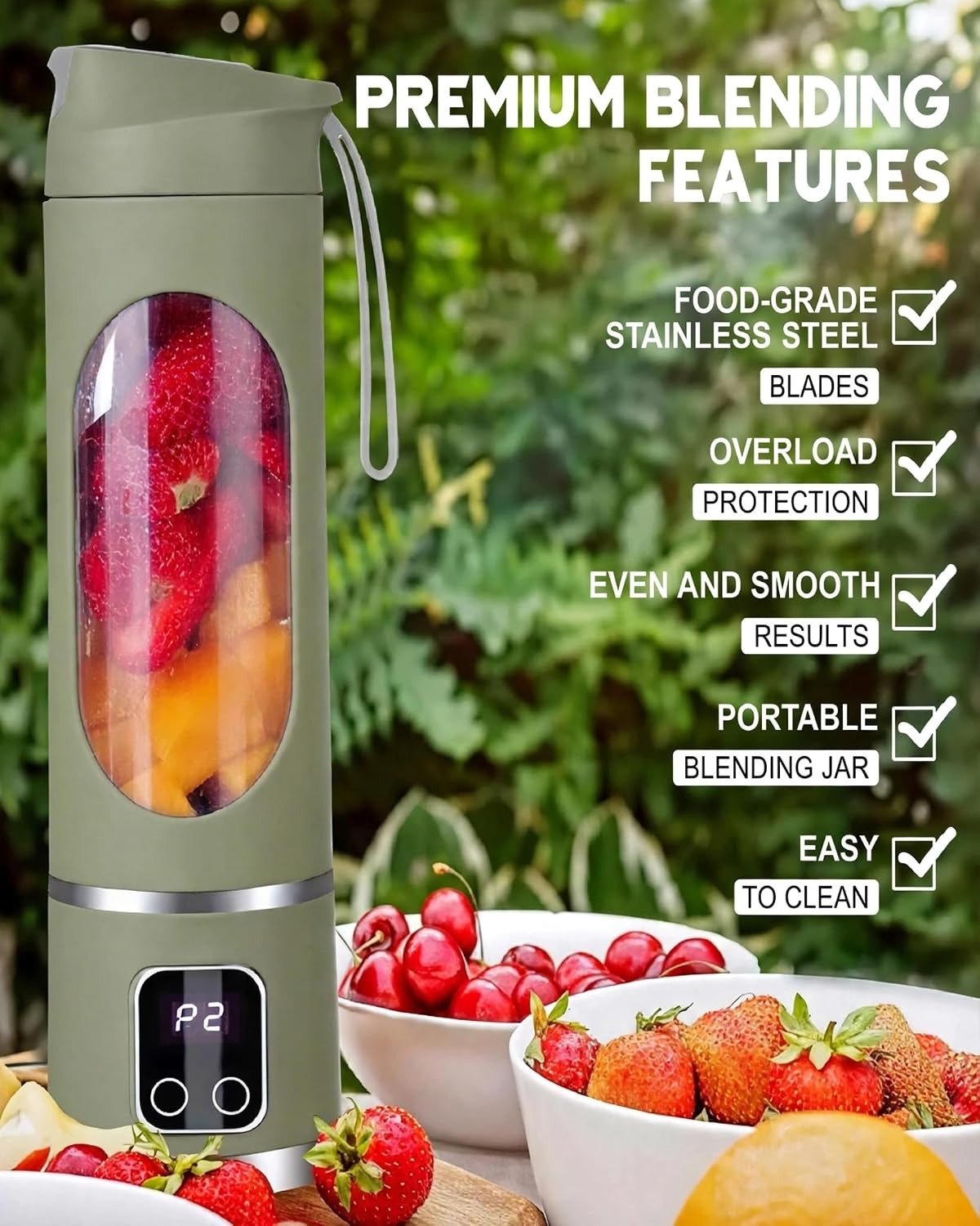 Portable Electric Juicer Blender HS-860 450ml – USB Rechargeable Smoothie Maker with 3 Speed Modes, 304 Stainless Steel Blades & 1500mAh Battery for Gym, Office & Travel
