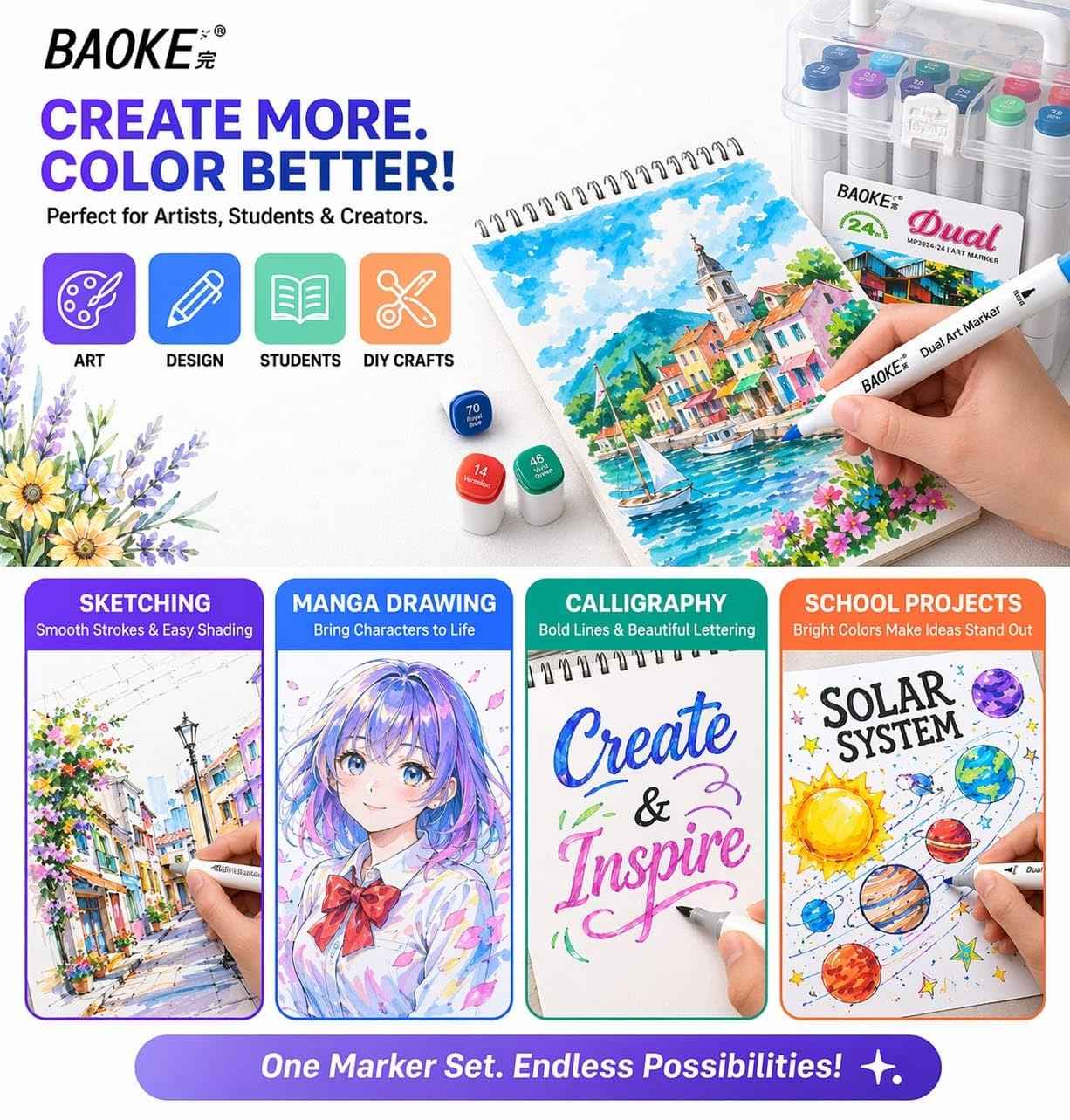 Twin-Tip Markers Set of 24 Colours