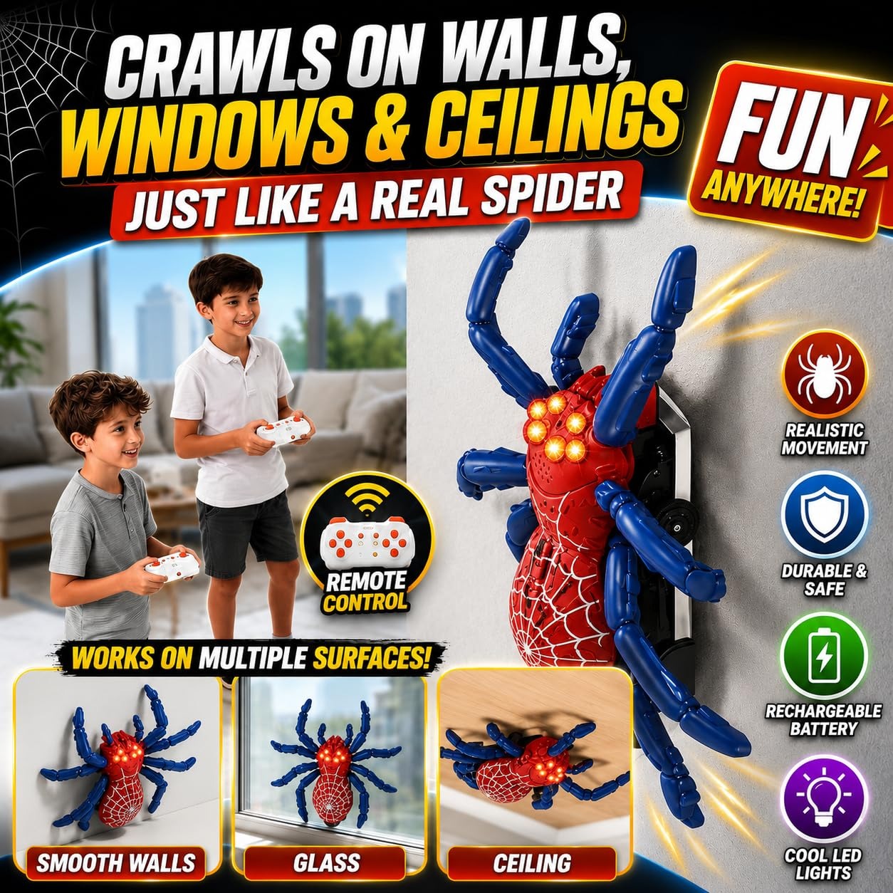 Wall Climbing RC Spider Toy