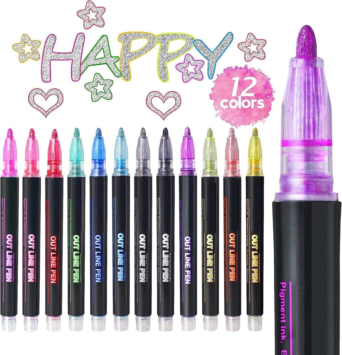 Metallic Outline Marker Pens