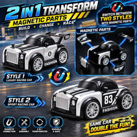 Drift Magnetic Deformation RC Car – Rechargeable Hand Sensor Follow Car with 360° Drift, 2.4GHz Remote & LED Lights for Kids (Silver & Gold)