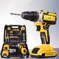Cordless Drill Box 21V Cordless Drill & Screwdriver Set – 3-in-1 Hammer Drill with 38N.m Torque, 2 Batteries, LED Light & 25+3 Clutch for DIY & Professional Use