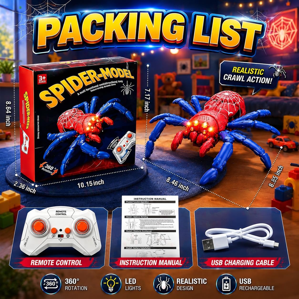 Wall Climbing RC Spider Toy