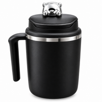 Bear Head Mug – Matte Black Insulated Mug with Bear-Shaped Lid & Handle