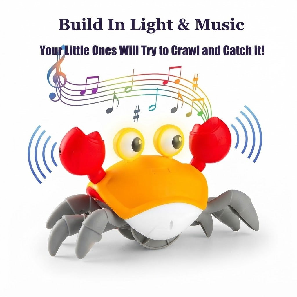 Interactive Crawling Crab Toy – Musical Light-Up Baby & Toddler Toy with Obstacle Sensing
