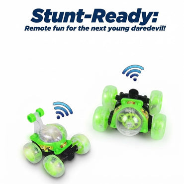 360° Rotating & Rolling RC Stunt Car – Rechargeable Remote Control Car with LED Lights & Dual Speed