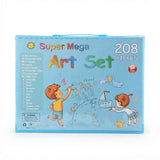 208 Pieces Art Set for Kids – Drawing Kit with 108 Colouring Tools, Crayons, Oil Pastels & Watercolour Pencils in a 35 cm Portable Carry Case for Ages 6+ (Blue / Pink)
