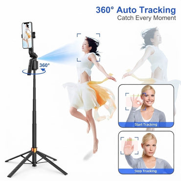 Q13 Auto Face-Tracking Phone Tripod – 360° Rotating Selfie Stick Tripod with Gesture Control, No App Needed, for iPhone & Android