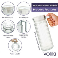 Glass Fridge Water Jug 1L
