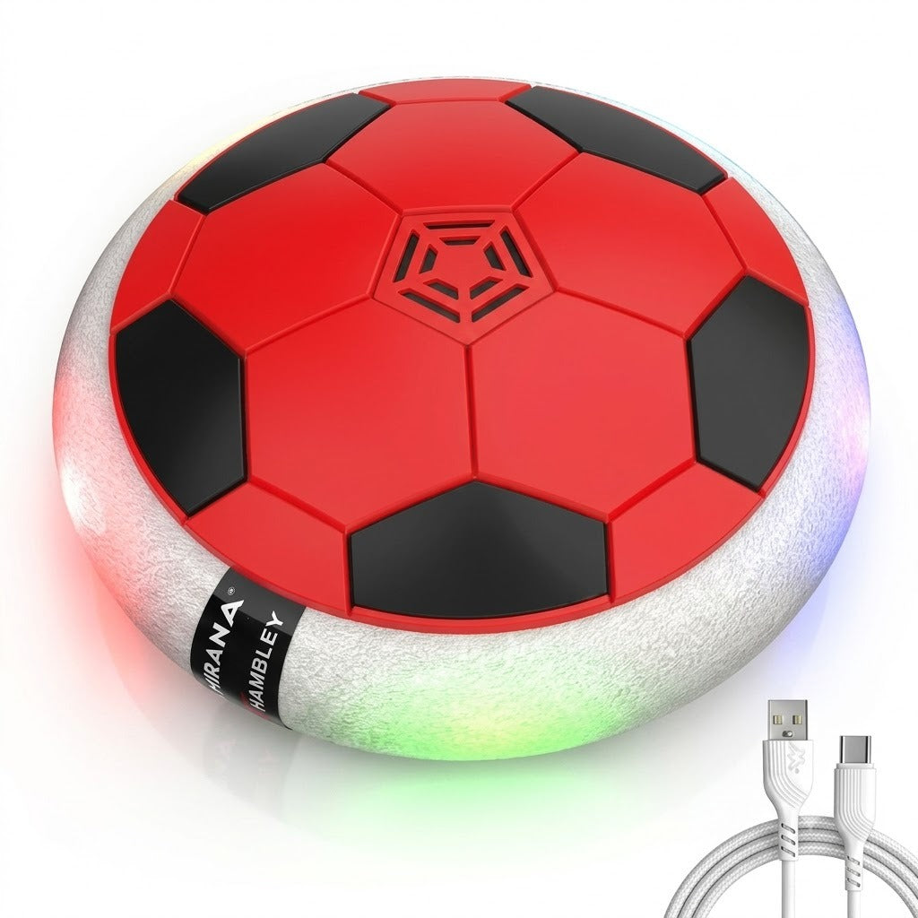 Hover Football for Kids – Rechargeable Air-Cushion Floating Soccer Ball with LED Lights & Foam Bumper