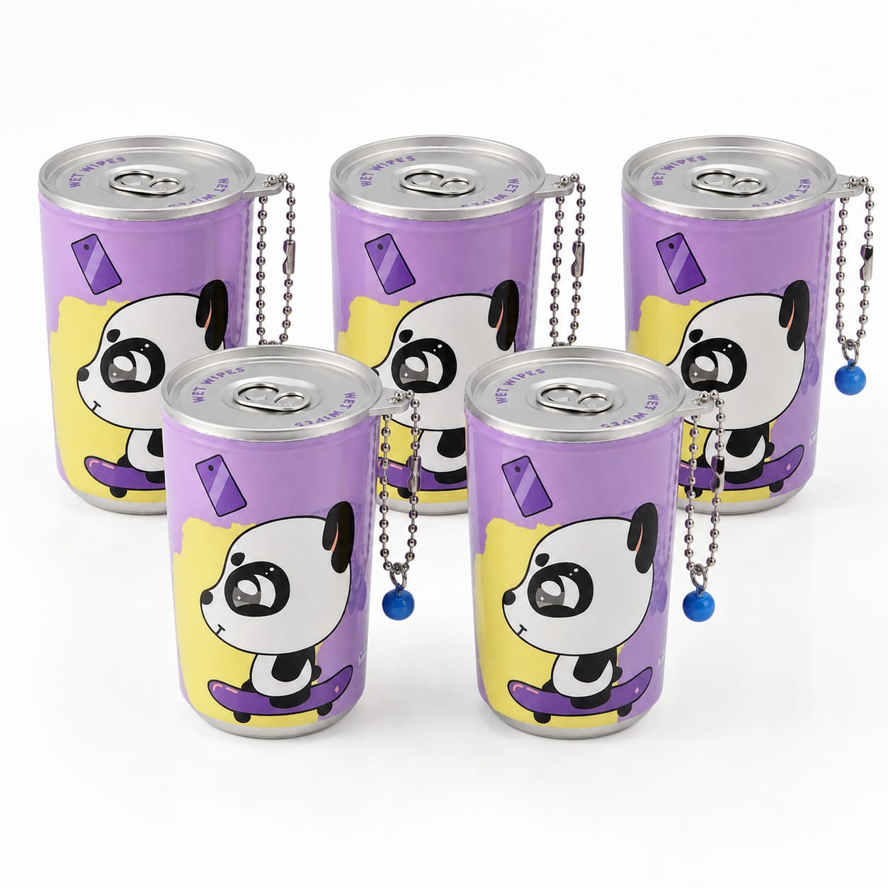 Pocket Wet Wipes – Panda Tissue Canister with 30 Unscented Face & Hand Wipes Each, Snap-Shut Sealing Lid & Single-Pull Dispensing (Set of 3) ,(Set of 5) & (Set of 10)
