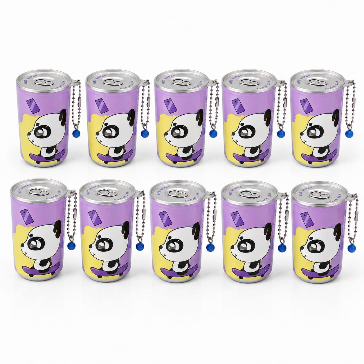 Pocket Wet Wipes – Panda Tissue Canister with 30 Unscented Face & Hand Wipes Each, Snap-Shut Sealing Lid & Single-Pull Dispensing (Set of 3) ,(Set of 5) & (Set of 10)