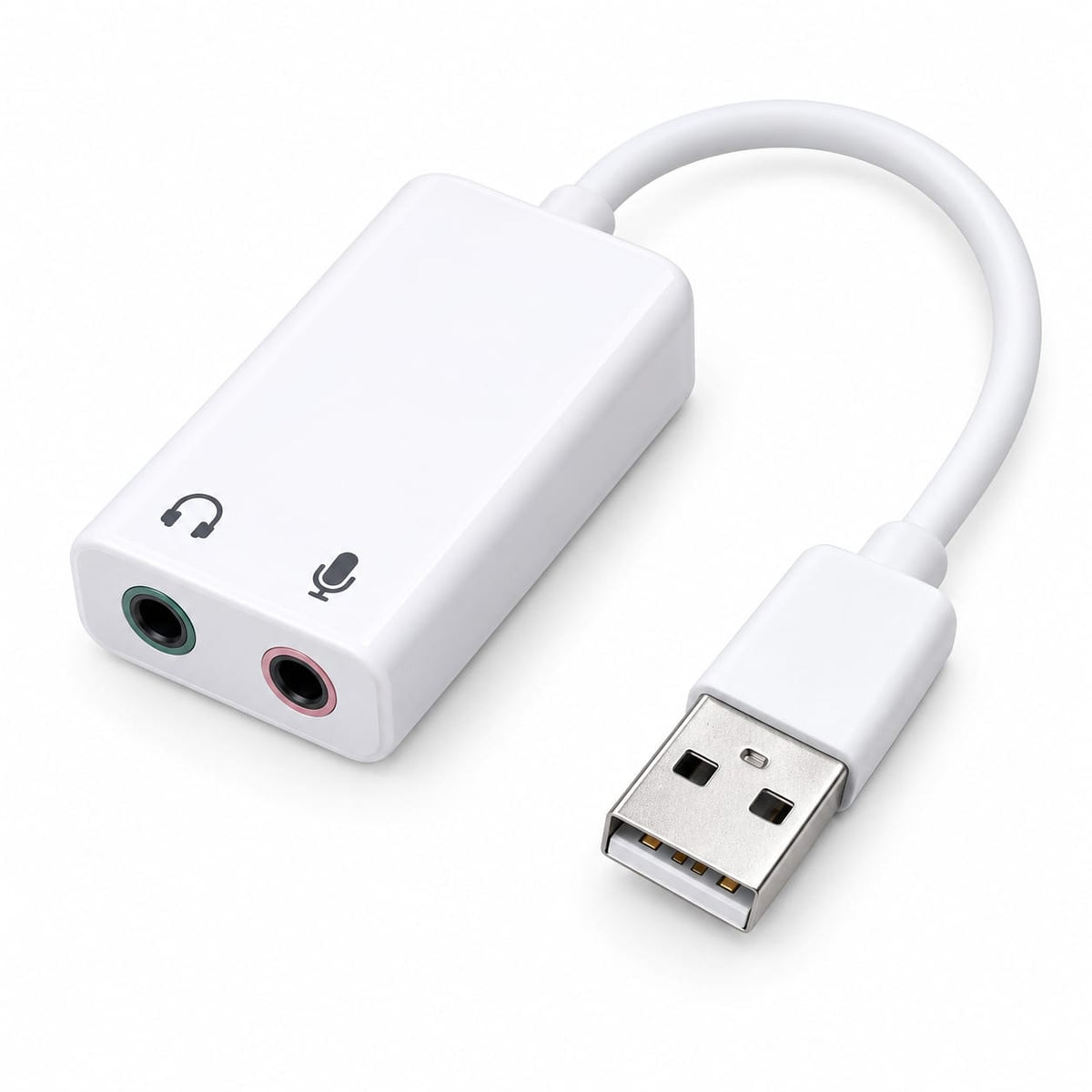 USB Sound Adapter 7.1 Channel – External USB Sound Card with 3.5mm Headphone & Mic Jacks, Mute & Volume Keys, Plug & Play for PC & Laptop