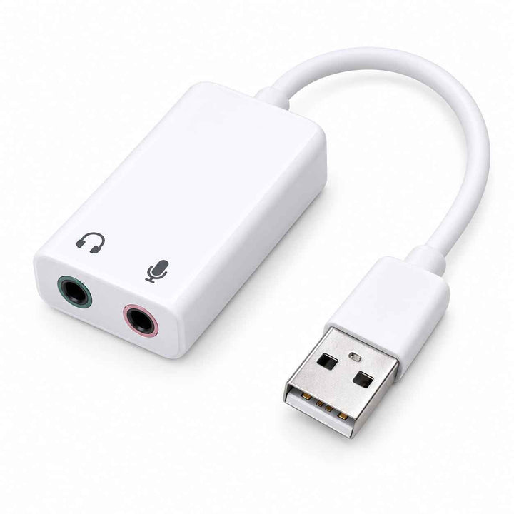 USB Sound Adapter 7.1 Channel – External USB Sound Card with 3.5mm Headphone & Mic Jacks, Mute & Volume Keys, Plug & Play for PC & Laptop