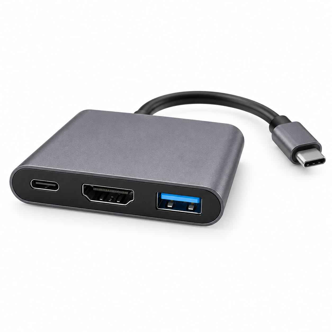 USB-C to HDTV Multiport Adapter LZ-04V 3-in-1 – 4K Hub with USB 3.0, USB-C PD Charging & Aluminium Body for Laptops, Tablets & Phones
