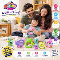 Baby Rattle Set of 5 – Five Animal Friends for First Grasping, Shaking & Sensory Play
