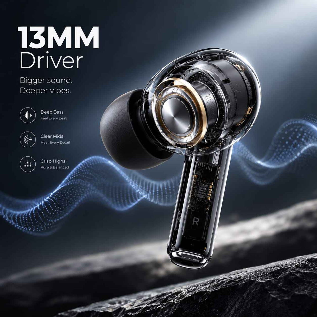 Wireless Earbuds Bluetooth 5.4 – 13mm Drivers, Instant Pairing & Touch Control with Type-C Fast Charging, 10–12 Hrs Playback