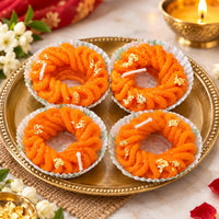 Jalebi Shaped Soy Wax Candle with Fragrance – Sweet Mithai Scent for Diwali & Gifting (Piece of 4)